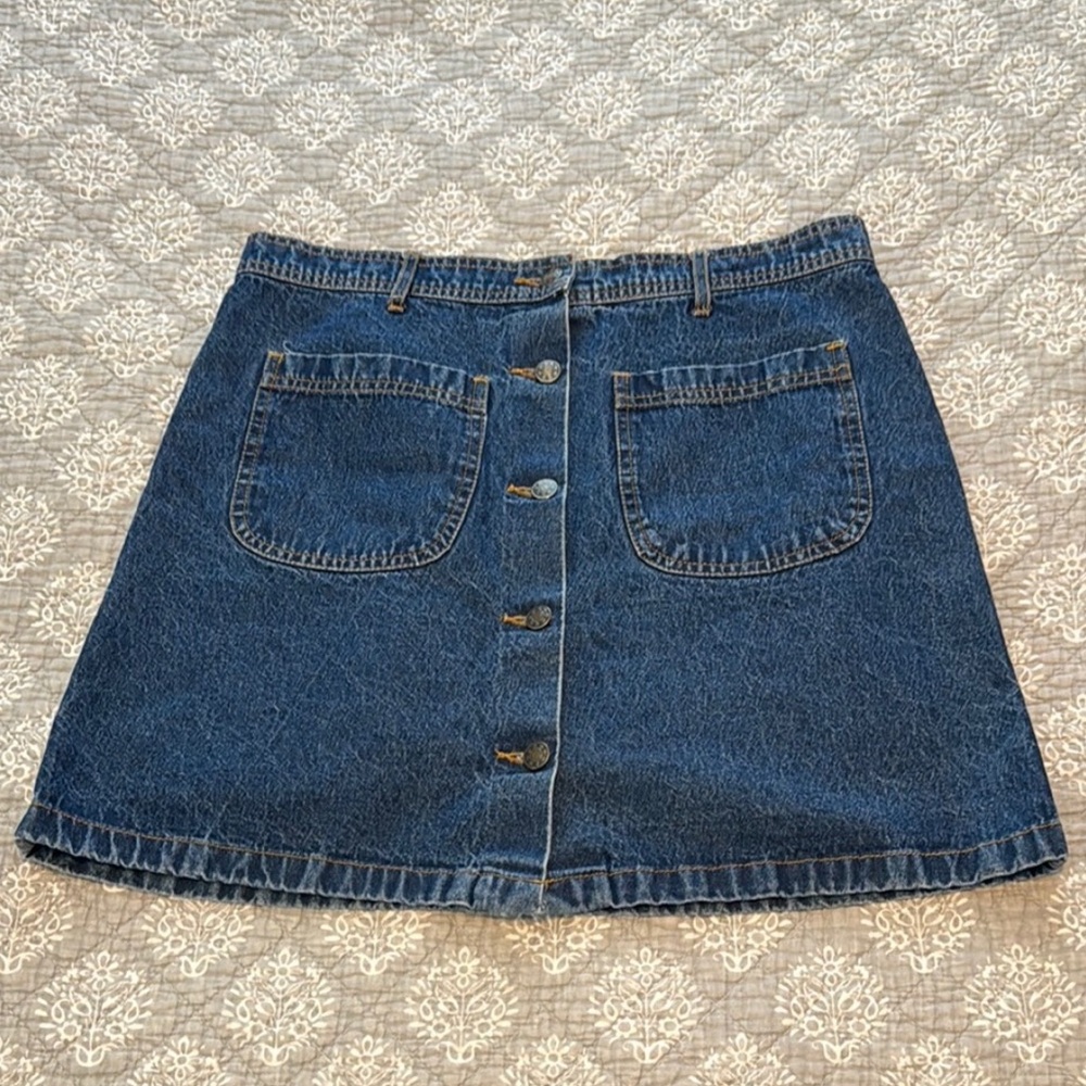 Henna S Denim Front Button Skirt with Pockets Size Medium
